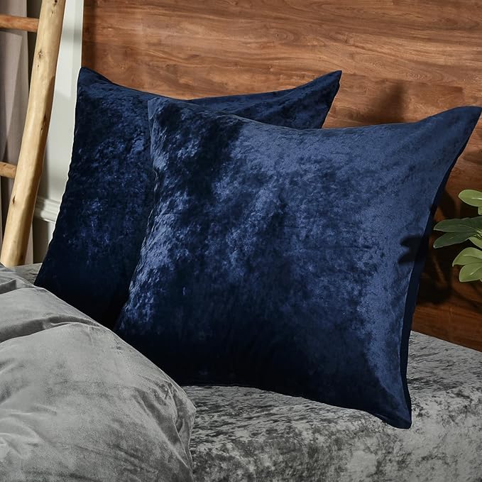 PHF Truly Velvet Euro Sham, 26"x 26",No Insert, 2 Pack Color Gradient Euro Throw Pillow Covers, Ultra Soft Cozy European Pillow Covers for Luxurious Home Decorative, No Shedding, No Pilling, Navy Blue