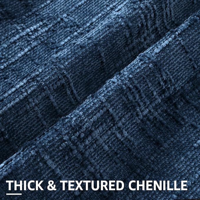 decorUhome Navy Blue Chenille Throw Pillow Covers 12x20 Set of 2 Thick Textured Slubby Couch Pillow Covers Farmhouse Accent Modern Neutral Decorative Pillow Cases for Bed Sofa Living Room