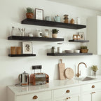 Black Floating Shelves for Wall 10 inch Deep, 36” x 10.3” x 1.8”, Large Wall Shelves for Bedroom, Bathroom, Living Room, Kitchen, Office, Modern Shelf Home Decor with Invisible Bracket