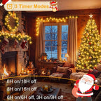 echosari 400 LED Christmas String Lights, Extra Long 66Ft Outdoor String Lights End-to-end Plug in with Remote Timer for Garden Patio Christmas Tree Decor (Warm White)