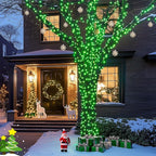JMEXSUSS 2 Pack Green Christmas Lights, Total 400 LED 151FT Green Solar Lights Outdoor Waterproof, 8 Modes Solar String Light for Outside Patio Yard Tree Christmas Decorations