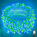 300 LED Christmas Lights Outdoor 100FT Connectable String Lights Indoor 8 Modes Clear Wire Plug in Waterproof Twinkle Fairy Lights for Bedroom Christmas Tree Party Decorations, Blue&Green