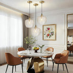 Modern Gold Pendant Light, Clear Glass Farmhouse Kitchen Island Pendant Light Fixture Adjustable Vintage Hanging Ceiling Light for Dining Room Corridor Bedroom 9.45 inch