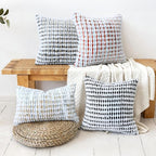 Boho Chenille Tufted Pillow Cover 12x20 Inch Set of 1, Farmhouse Striped Decorative Pillow Covers Accent Fluffy Neutral Lumbar Pillowcases for Couch Sofa Bedroom Living Room, Gray Khaki