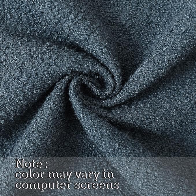 Jeneoo Grey Blue Decorative Long Lumbar Thick Throw Pillow Covers Fine Textured Boucle Couch Cushion Case for Sofa Decor, Set of 1, 14 x 36 Inch