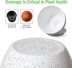WOUSIWER Plant Pots 10/9/8 inch, Set of 3 Modern Decorative Plastic Planters with Drainage Holes and Saucers for House Plants Indoor Flowers Plants, White Speckles