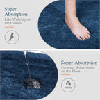 Walensee Large Bathroom Rug (24 x 48, Navy) Extra Soft and Absorbent Shaggy Bath Mat Machine Washable Microfiber Non Slip Luxury Floor Mat