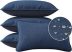 Sunbrella Decorative Outdoor Water Repellent Throw Pillows with Inserts, Set of 4, 20" x12" Pillows for Patio, Backyard, Bed, Couch, and Patio Furniture, Specrtum Indigo