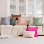 Double-Sided Faux Fur Plush Throw Pillow Covers 16x16 Set of 2 Fuzzy Striped Soft Cozy Pillowcase Luxury Decorative Pillows Square Shaggy Cushion Covers for Couch Sofa Bed,Hot Pink