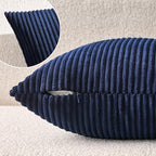 MIULEE Winter Pack of 2 Corduroy Soft Soild Decorative Square Throw Pillow Covers Cushion Cases Pillow Cases for Couch Sofa Bedroom Car 18 x 18 Inch 45 x 45 cm Dark Blue