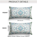 Snycler Boho Throw Pillow Covers 12x20 inch Set of 2 Teal Blue Boho Rug Carpet Double Sided Pattern Cotton Soft Pillow Case Cushion Cover Pillowcase for Couch Sofa Bed Decorative