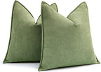 MIULEE Pack of 2 Sage Decorative Pillow Covers 18x18 Inch Soft Chenille Luxurious Couch Throw Pillows Farmhouse Cushion Covers with Elegant Design for Sofa Bedroom Living Room Home Decor