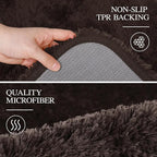 Walensee Bathroom Rug Non Slip Bath Mat (16 x 24, Brown) Water Absorbent Soft Microfiber Shaggy Mat Machine Washable Thick Plush Rugs for Shower