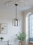 Farmhouse Crystal Chandelier,12 Inch Modern Geometric Rustic Vintage Hanging Pendant Ceiling Light Fixture for Dining Room Bedroom Kitchen Island Hallway Foyer Entryway