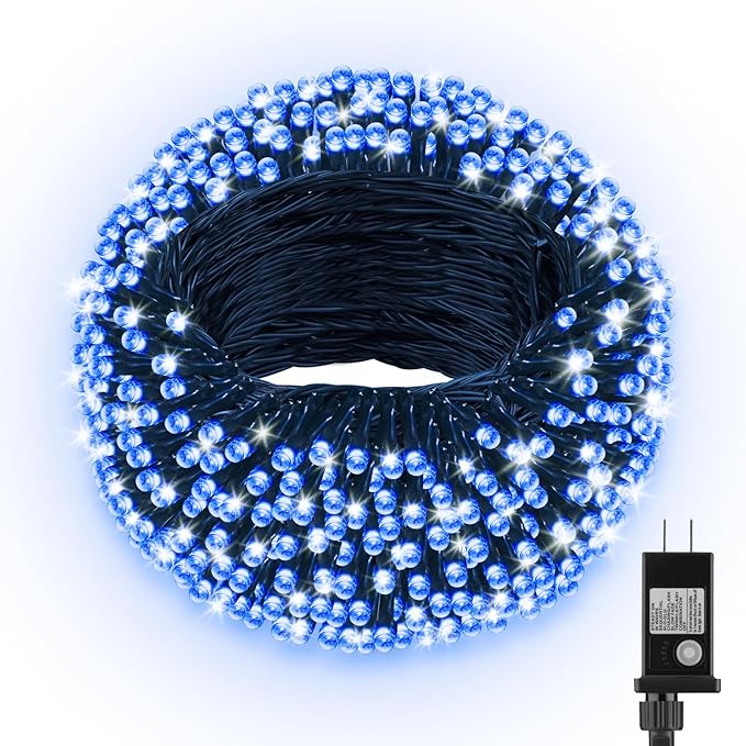 Extra Long 264Ft 800 LED Christmas Lights with Timer, Green Wire Fairy Starry String Lights Plug in, 8 Modes and Memory, forIndoor Outdoor Xmas Tree Wedding Party Decoration,Blue