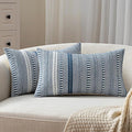 ANRODUO Pack of 2 Boho Throw Pillow Covers 12x20 Inch Farmhouse Decorative Lumbar Couch Pillow Cases Jacquard Cushion Cover Neutral Accent Pillows of Bed Sofa Bedroom Living Room Home Decor, Navy Blue