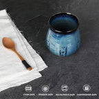 Ceramic Utensil Holder, Small Utensil Crock Ideal for Spoons, Forks and Knives, Easy to Clean 30 oz (Gradient Blue)