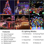 Flacchi 2 Pack Solar String Lights Each 72ft 200 LED 8 Modes Outdoor String Lights Waterproof Solar Fairy Lights for Garden, Patio, Fence, Balcony, Outdoors,Holiday Decoration