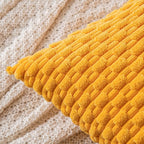 MIULEE Pack of 2 Decorative Throw Pillow Covers 16x16 Inch Soft Boho Striped Textured Corduroy Pillow Covers Modern Farmhouse Home Decor for Couch Bed Sofa Living Room Golden Yellow