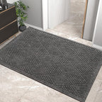 Sturdy Front Door Mat, Absorbent Muddy Dirt Resist Welcome Door Mats Outdoor Indoor, Stain and Fade Resistant, Non-Slip Rubber Backing Low Profile Doormat for Entryway, 36×24, Grey