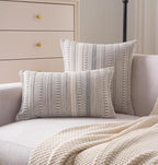 Boho Throw Pillow Covers 12x20 Inch Set of 2, Farmhouse Decorative Couch Pillow Cases, Grey Accent Pillows of Bed, Sofa Bedroom Living Room Home Decor Cushion Cover
