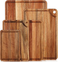 Yungyan Acacia Wood Cutting Boards for Kitchen Set of 5 Large Thick Chopping Board with Juice Groove Cheese Charcuterie Tray Butcher Wooden Block Trays for Meat Fruits Vegetables, 5 Sizes