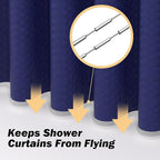 Navy Blue Bathroom Set, 25 PCS Bathroom Accessories Set with Shower Curtains, Rugs, Trash Can, Toothbrush Holder, Soap Dispensers, Toothbrush Cup, Vanity Tray, Soap Dish, Toilet Brush, Qtip Holders