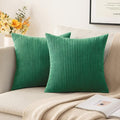 MIULEE Pack of 2 Corduroy Soft Soild Decorative Square Throw Pillow Covers Set Cushion Cases Pillowcases for Spring Sofa Bedroom Couch 20 x 20 Inch Dark Green