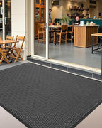 Color&Geometry Large Front Door Mat Outside Entrance, Heavy Duty Non Slip Low Profile Doormat for Entryway, Trap Dirt and Moisture Welcome Mats All-Weather, Easy Clean, Patio, Garage, 48"x72" Grey