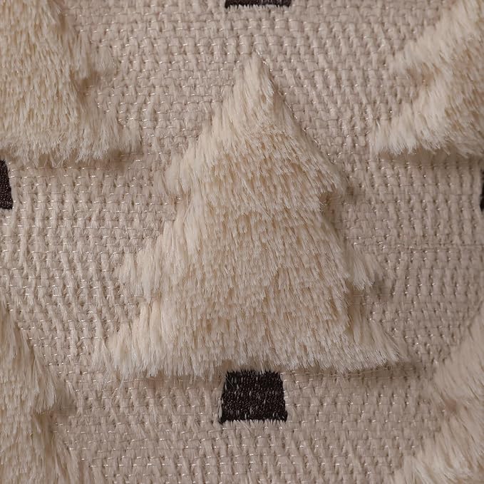 Christmas Pillow Covers 20x20 inch Set of 2 Xmas Decorations Soft Plush Faux Fur Wool Beige Christmas Tree Throw Pillow Cases Winter Holiday Decor for Sofa Living Room PT-002C20