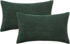 MIULEE Pack of 2 Corduroy Pillow Covers 12 x 20 Inch Lumbar Throw Pillow Covers Army Green Pillowcases for Spring Sofa Bedroom Couch