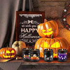 4 Pack Black Halloween Scented Candles -7oz Soy Wax Candles with Essential Oils (Rosemary, Vanilla, Gardenia, Lavender) -for Halloween, Christmas, Home Decor