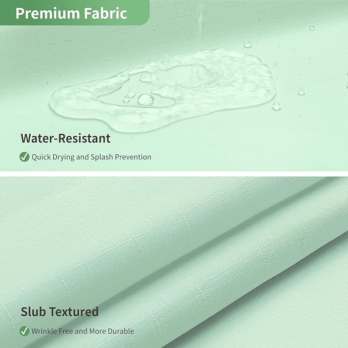 Mint Green No Hook Shower Curtain with Snap-in Fabric Liner Set,Slub Textured Fabric Shower Curtains for Bathroom,Hotel Style Modern Shower Curtain,Water Repellent & Washable,71x74(72)