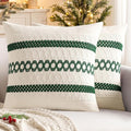 MIULEE Set of 2 Dark Green Boho Christmas Decorative Pillow Covers 18x18 Inch Farmhouse Rustic Couch Throw Pillows Modern Spring Cotton Cushion Cover Retro Macrame Woven Home Decor for Bed Sofa Chair