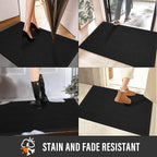 Sturdy Front Door Mat, Absorbent Muddy Dirt Resist Welcome Door Mats Outdoor Indoor, Stain and Fade Resistant, Non-Slip Rubber Backing Low Profile Doormat for Entryway, 36×24, Black