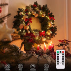 2 Pack Christmas String Lights Battery Operated, 33Ft 100 LED Fairy Lights Waterproof Green Wire Wreath lights Tree Lights with Remote 8 Modes Timer for Bderoom Wedding Decoration (Warm White)