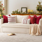 MIULEE Pack of 2 Christmas Pillow Covers 16x16 Inch Red Farmhouse Decorative Throw Pillow Covers with Stitched Edge Soft Chenille Solid Dyed Couch Pillow Covers for Sofa Bed Living Room