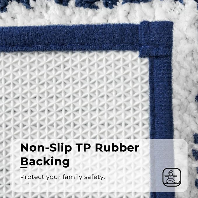 GRANNY SAYS Microfiber Bathroom Rugs Non Slip Washable, Water Absorbent Bath Mats for Tub, Soft Bath Mats for Bathroom Floor & Shower, Bath Rug, 24" x 36", Navy Blue Bath Rugs