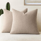 Foindtower Pack of 2, Curly Faux Fur Decorative Throw Pillow Covers Soft Fuzzy Plush Cushion Case with Zipper Cozy Pillowcase for Home Living Room Couch Bed Sofa 22 x 22 Inch, Beige
