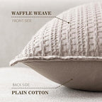 Foindtower Set of 2 Decorative Cotton Waffle Weave Throw Pillow Covers Euro Shams Cushion Covers Accent European Pillowcase for Bed Couch Sofa Bedroom Living Room Home Decor 26×26 Inch Tan Beige