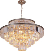 Modern Style Crystal Chandeliers & LightsRound Hanging Classic, Pendant Ceiling Chandelier Lighting Fixture 6-Tier for Dining Room Living Room(Nickel,31inch)