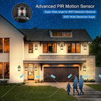VIANIS Motion Sensor Outdoor Lighting, Outdoor Wall Lights Wall Mount with Clear Glass, Black Dusk to Dawn Garage Light Sconce, Waterproof Exterior Lights for House, Brightness Distance Adjustable