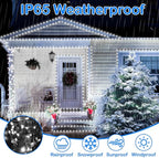 Decute 300LED Christmas String Lights Outdoor Waterproof 105FT UL Certified with End-to-End Plug 8 Modes, Cool White Indoor Starry Fairy Lights for Christmas Tree Patio Garden Wedding Party Decor
