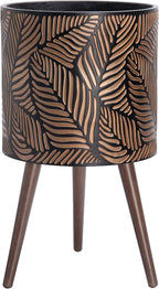 D'vine Dev 14 Inch Planter Pot with Stand, Mid-Century Tall Plant Pot with Legs for Indoor Plants, X-Large, Bronze/Grey, 88-L-D-6