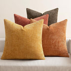 MIULEE Pack of 4 Fall Orange/Yellow Couch Throw Pillow Covers 18x18 Inch Halloween Soft Decorative Chenille Pillows Farmhouse Accent Cushions for Boho Home Decor Spring Sofa Bedroom Living Room