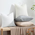 decorUhome Couch Throw Pillow Covers 16x16 Set of 2, Decorative Soft Euro Neutral Chenille Pillow Covers with Elegant Design for Sofa Bed Living Room Home Decor, Ultimate Gray