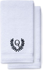 Decorative and Monogrammed Hand Towels for Bathroom Kitchen Makeup | Personalized Gift for Wedding-Bridal | Roman Font Custom Luxury Turkish Towel | Spa Collection, Oversized, 16 X 30 Inch, Set of 2