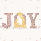 3-Piece Christmas Lighted Joy Sign Decoration,32Inch Oversized Pre-Lit Nativity Scene,2-in-1 Weather Resistant Holiday Yard Decor Freestanding or Wall Decor for Garden Yard Porch or Indoor
