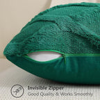 decorUhome Christmas Throw Pillow Covers 22x22 Inch Set of 2, Soft Plush Faux Fur Wool Green Couch Pillow Covers, Decorative Neutral Pillow Cases for Bed Sofa Living Room Home Decor
