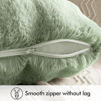 MIULEE Pack of 2 Decorative Pillow Covers Thick Soft Plush Faux Fur Lumbar Throw Pillows Luxury Home Decor for Couch Bedroom Living Room Sofa,12x20 Inch Sage Green